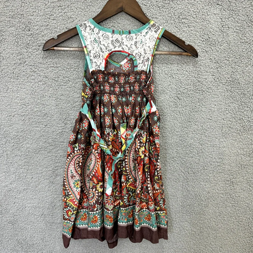 Bonnie Jean Dress Girls 7 Brown Paisley Cottagecore Boho Festival Cottage Summer